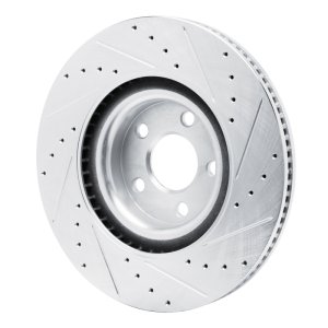 Ford Maverick Brake Rotor (1) - Front Left - R1 Concepts - Drilled & Slotted - Silver - `22-`25